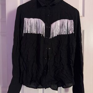 Black Fringe Western Shirt